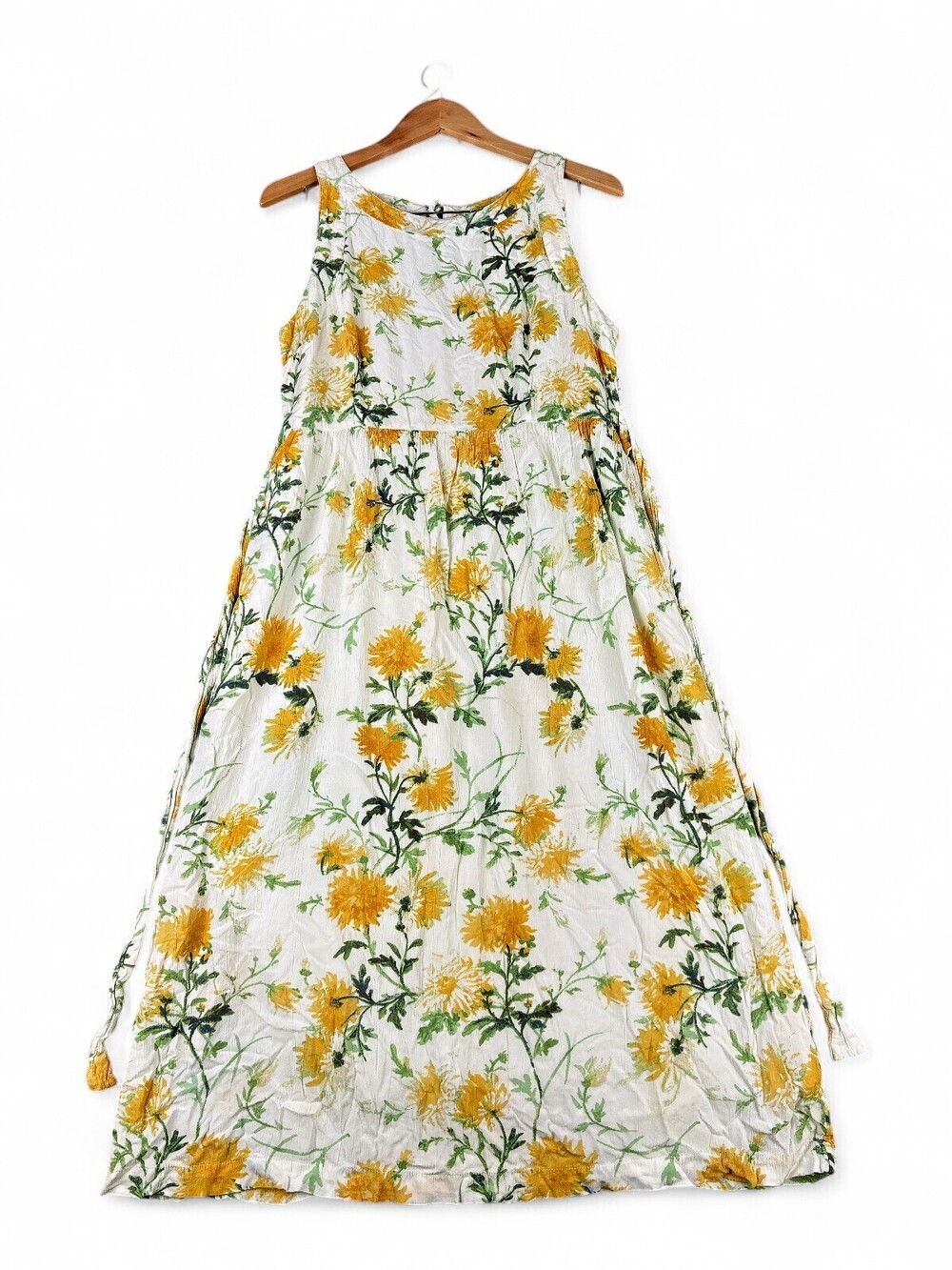 FatFace Floral Maxi Dress Size 12 Sleeveless Yellow White